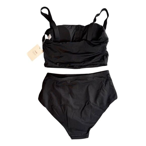 Andie Swim Black 2 Piece Swimsuit The Snap Top & Boy Short Bottom Size Small NEW - Picture 10 of 12